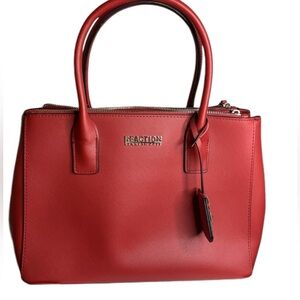 🇺🇸Kenneth Cole Reaction Pebbled Faux Red Leather Large Handbag,Work/Travel Bag